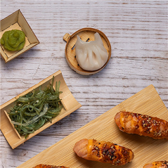 Image MINI RÉCIPIENTS POUR MISE EN BOUCHE  Ø 5,85x1,3 CM NATUREL BAMBOU (100 UNITÉ) #4