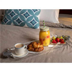 PLATEAU RECTANGULAIRE ANSES ALUMINIUM 55x16,5 CM TRANSPARENT POLYCARBONATE (1 UNITÉ)