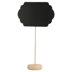 3 U. MINI ARDOISES FORME NUAGE + PIÉDESTAL 9x6x10 CM NOIR BOIS (1 UNITÉ)