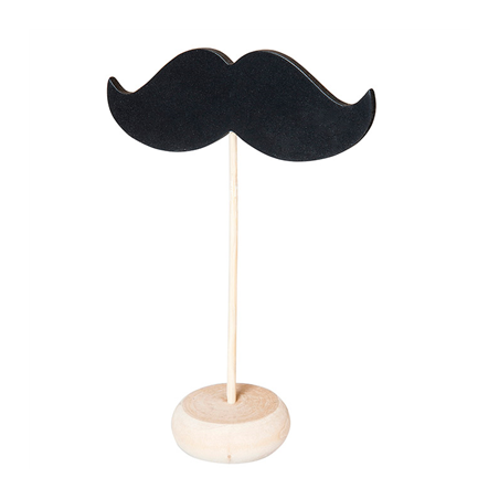 Image 3 U. MINI ARDOISES FORME MOUSTACHE + PIÉDESTAL  11,4x4,5x10 CM NOIR BOIS (12 UNITÉ) #1