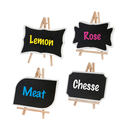 Image MINI ARDOISES + CHEVALET  12x8 CM NOIR BOIS (1 UNITÉ) #1