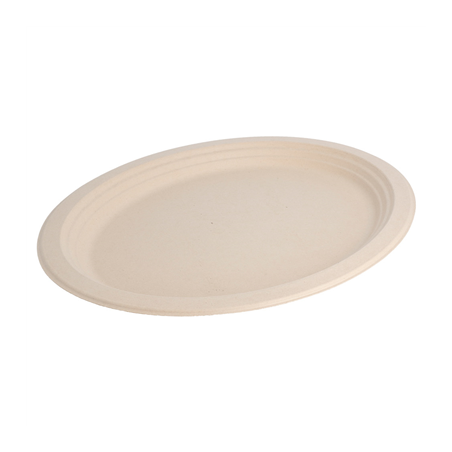 Image ASSIETTES OVALES 'BIONIC'  32x25,5x2,1 CM NATUREL BAGASSE (500 UNITÉ) #1