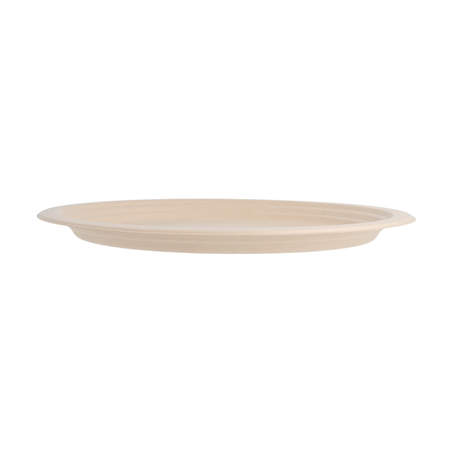 ASSIETTES OVALES 'BIONIC'  32x25,5x2,1 CM NATUREL BAGASSE (500 UNITÉ)
