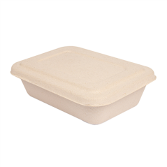 Image PLATEAUX + COUVERCLE 'BIONIC' 800 ML 19,3x13,5x5 CM NATUREL BAGASSE (400 UNITÉ) #1