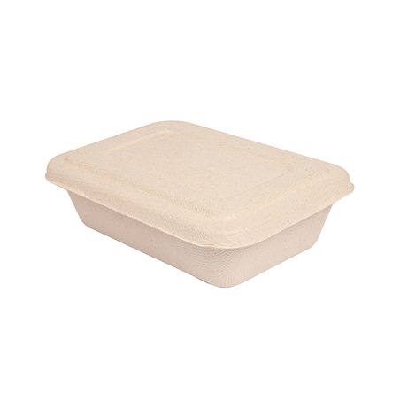 Image PLATEAUX + COUVERCLE 'BIONIC' 800 ML 19,3x13,5x5 CM NATUREL BAGASSE (400 UNITÉ) #1