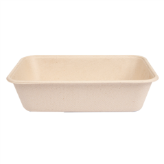 Image PLATEAUX + COUVERCLE 'BIONIC' 800 ML 19,3x13,5x5 CM NATUREL BAGASSE (400 UNITÉ) #3