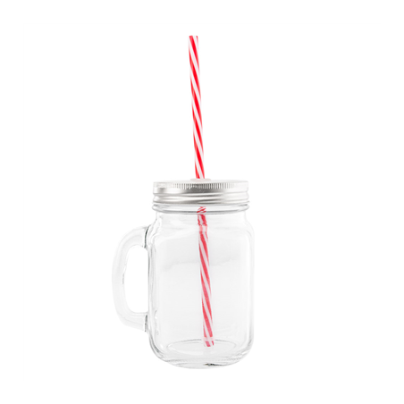 PICHET + COUVERCLE + PAILLE 'WAKI GLASS' 450 ML 10,5x8x13 CM TRANSPARENT VERRE (24 UNITÉ)