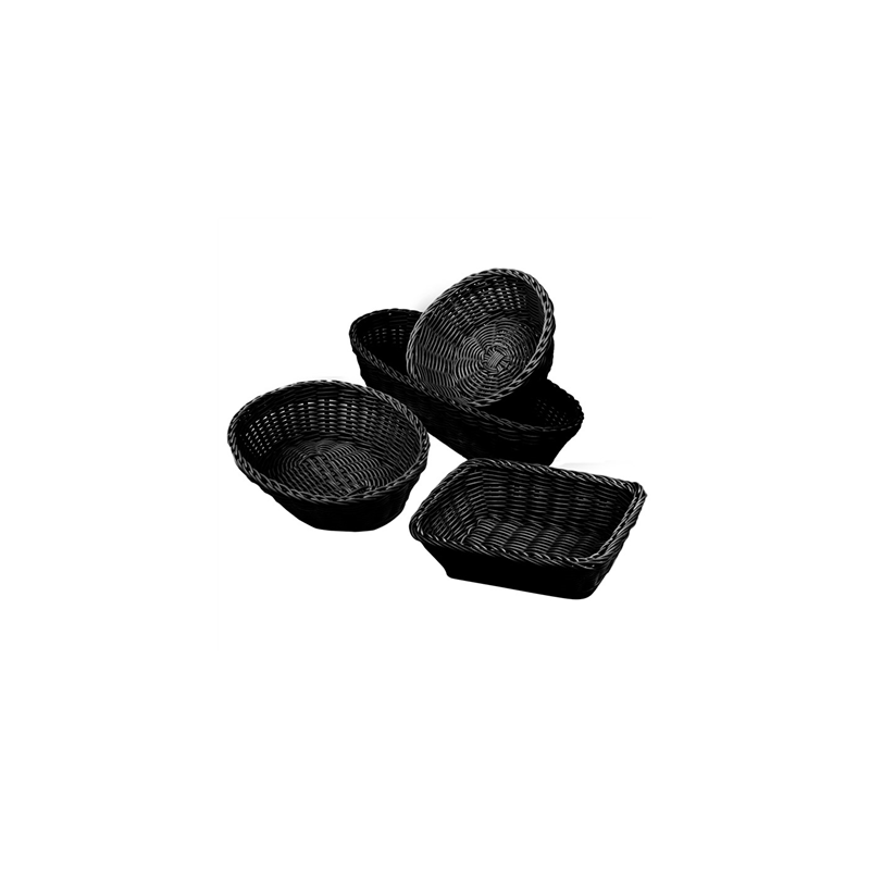 CORBEILLES SIMILAIRE OSIER RONDES  Ø 20x8 CM NOIR PP (12 UNITÉ)