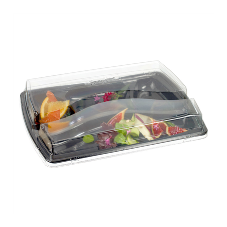 Image PLATEAU REPAS POUR EMPORTER + COUVERCLE  34x24,5x6.5 CM NOIR RPET (100 UNITÉ) #1