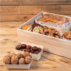 BOÎTE PRÉSENTATION BUFFET 37x21x5 CM NATUREL BOIS (1 UNITÉ)