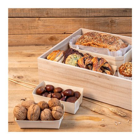 BOÎTE PRÉSENTATION BUFFET  37x21x5 CM NATUREL BOIS (1 UNITÉ)