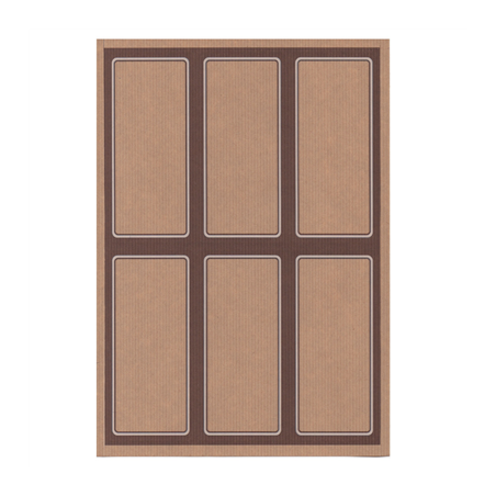 Image 100 FEUILLES DIN A4 6 ÉTIQUETTES RECTANGULAIRES  6,2x13,5 CM KRAFT (1 UNITÉ) #1