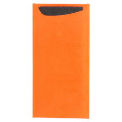 Image SACS COUVERTS + SERVIETTE 'JUST IN TIME' 90 + 10PE G/M2 11,2x22,5 CM ORANGE CELLULOSE (400 UNITÉ) #1