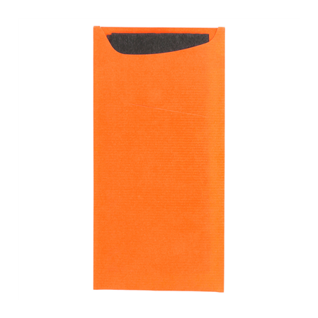 Image SACS COUVERTS + SERVIETTE 'JUST IN TIME' 90 + 10PE G/M2 11,2x22,5 CM ORANGE CELLULOSE (400 UNITÉ) #1