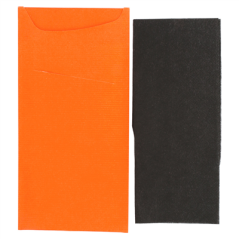 Image SACS COUVERTS + SERVIETTE 'JUST IN TIME' 90 + 10PE G/M2 11,2x22,5 CM ORANGE CELLULOSE (400 UNITÉ) #3
