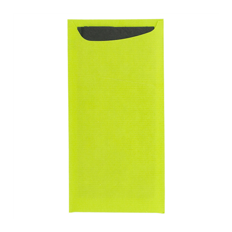 Image SACS COUVERTS + SERVIETTE 'JUST IN TIME' 90 + 10PE G/M2 11,2x22,5 CM VERT ANIS CELLULOSE (400 UNITÉ) #1