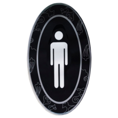 Image PLAQUE AUTO-ADHESIVE "MESSIEURS"  12,5x20,5 CM NOIR ACRYLIQUE (1 UNITÉ) #1