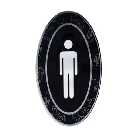 Image PLAQUE AUTO-ADHESIVE "MESSIEURS"  12,5x20,5 CM NOIR ACRYLIQUE (1 UNITÉ) #1