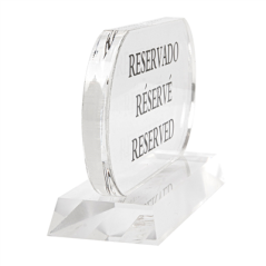 PLAQUE "RESERVADO-RÉSERVÉ-RESERVED"  13,5x7,5 CM TRANSPARENT ACRYLIQUE (2 UNITÉ)