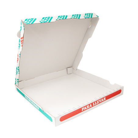 BOÎTES À PIZZA 348 G/M2 33x33x3,5 CM BLANC CARTON MICROCANAL (100 UNITÉ)