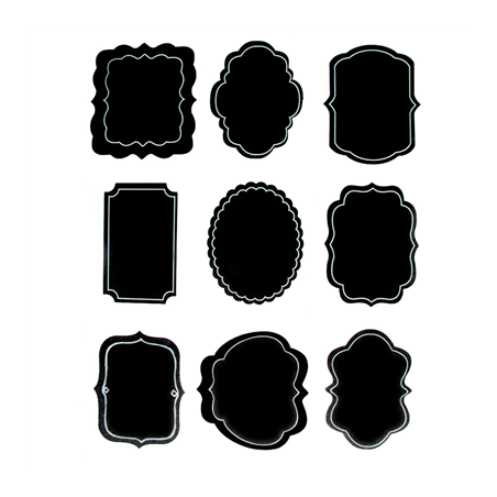 Image 2 FEUILLES (18 U.) ÉTIQUETTES FORMES ASSORTIES   NOIR VINYL (12 UNITÉ) #1