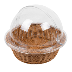 Image CORBEILLE SIMILAIRE OSIER AVEC COUPOLE  Ø 36x10 CM MARRON PP (1 UNITÉ) #1