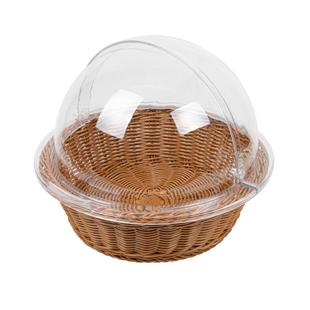 Image CORBEILLE SIMILAIRE OSIER AVEC COUPOLE  Ø 36x10 CM MARRON PP (1 UNITÉ) #1