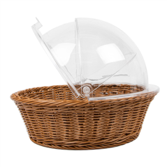 Image CORBEILLE SIMILAIRE OSIER AVEC COUPOLE  Ø 36x10 CM MARRON PP (1 UNITÉ) #3