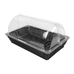 Image CORBEILLE SIMILAIRE OSIER AVEC COUPOLE GN 1/1   NOIR PP (1 UNITÉ) #1