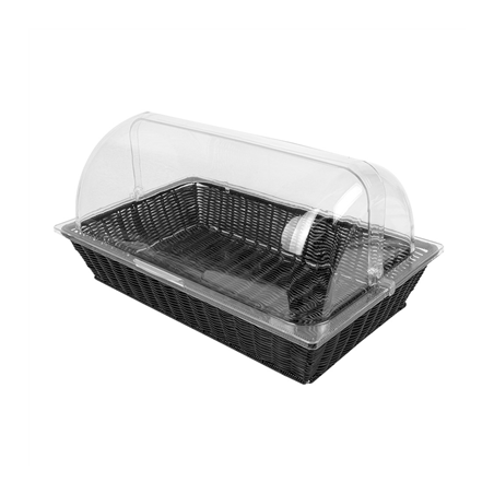 Image CORBEILLE SIMILAIRE OSIER AVEC COUPOLE GN 1/1   NOIR PP (1 UNITÉ) #1