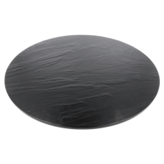 PLATEAUX RONDÉES IMITATION ARDOISE 'ASAMI WARE'  Ø 43x4 CM NOIR MÉLAMINE (3 UNITÉ)