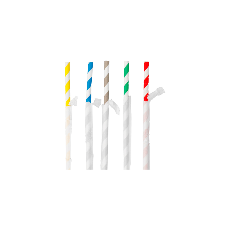 PAILLES FLEXIBLES À FRANGES SOUS SACHETS 'PAPER'  Ø0,60x23 CM ASSORTI PAPIER (3000 UNITÉ)