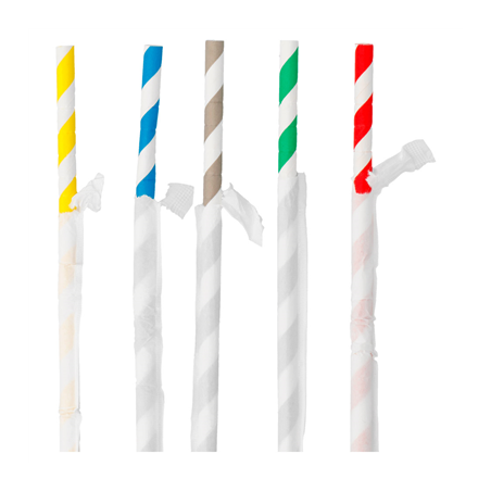 Image PAILLES FLEXIBLES À FRANGES SOUS SACHETS 'PAPER'  Ø0,60x23 CM ASSORTI PAPIER (3000 UNITÉ) #1