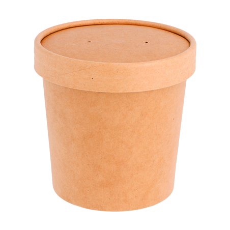 Image RÉCIPIENTS + COUVERCLES 360 ML - 12 oz 300 + 18 PE G/M2 Ø 9/7,3x8,6 CM NATUREL KRAFT (250 UNITÉ) #1