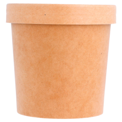 RÉCIPIENTS + COUVERCLES 360 ML - 12 oz 300 + 18 PE G/M2 Ø 9/7,3x8,6 CM NATUREL KRAFT (250 UNITÉ)