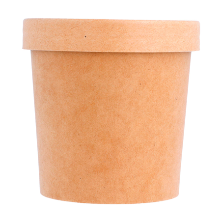 RÉCIPIENTS + COUVERCLES 360 ML - 12 oz 300 + 18 PE G/M2 Ø 9/7,3x8,6 CM NATUREL KRAFT (250 UNITÉ)