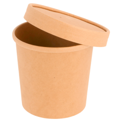 Image RÉCIPIENTS + COUVERCLES 360 ML - 12 oz 300 + 18 PE G/M2 Ø 9/7,3x8,6 CM NATUREL KRAFT (250 UNITÉ) #4