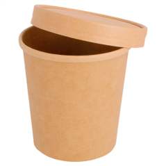 Image RÉCIPIENTS + COUVERCLES 480 ML - 16 oz 320 + 18 PE G/M2 Ø 9,8/7,5x10 CM NATUREL KRAFT (250 UNITÉ) #4