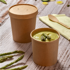 Image RÉCIPIENTS + COUVERCLES 480 ML - 16 oz 320 + 18 PE G/M2 Ø 9,8/7,5x10 CM NATUREL KRAFT (250 UNITÉ) #5