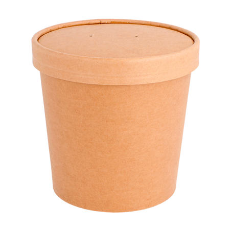 Image RÉCIPIENTS + COUVERCLES 780 ML - 26 oz 330 + 18 PE G/M2 Ø11,6/9,3x11 CM NATUREL KRAFT (250 UNITÉ) #1