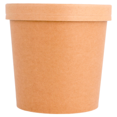 RÉCIPIENTS + COUVERCLES 780 ML - 26 oz 330 + 18 PE G/M2 Ø11,6/9,3x11 CM NATUREL KRAFT (250 UNITÉ)