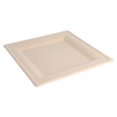 Image ASSIETTES CARRÉES 'BIONIC'  20x20x1 CM NATUREL BAGASSE (500 UNITÉ) #1