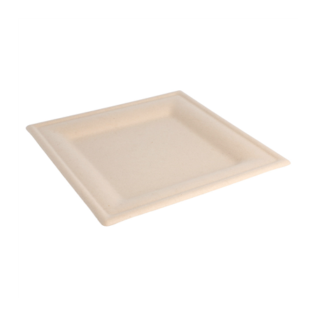 Image ASSIETTES CARRÉES 'BIONIC'  20x20x1 CM NATUREL BAGASSE (500 UNITÉ) #1