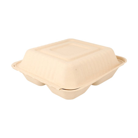COQUILLES "M" 3 COMPART. 'BIONIC'  20x20x7,5 CM NATUREL BAGASSE (200 UNITÉ)