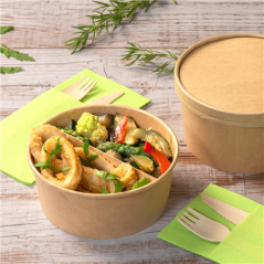 Image POTS SALADIERS 750 ML - 25 oz 300 + 18 PE G/M2 Ø 15/12,8x6 CM NATUREL KRAFT (300 UNITÉ) #4