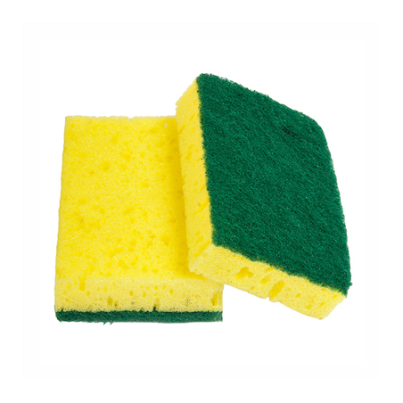 Image ÉPONGES AVEC FIBRE ABRASIVE SUPER 96  11x7x2,5 CM VERT FIBRE (12 UNITÉ) #1