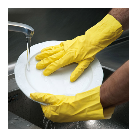 GANTS  SIZE: M JAUNE LATEX (24 UNITÉ)