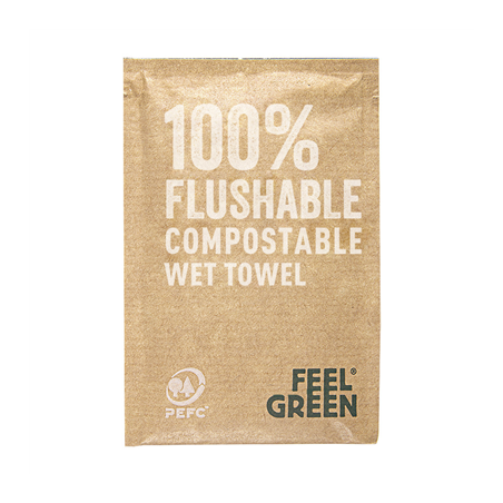 Image RINCE-DOIGTS FLUSHABLE KRAFT 'FEEL GREEN' 50 G/M2 6,8x10 CM BLANC CELLULOSE (1200 UNITÉ) #1