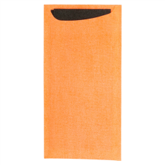 Image SACS COUVERTS + SERVIETTE AIRLAID NOIR 33x40 CM 'JUST IN TIME' 90 + 10PE G/M2 11,2x22,5 CM ORANGE CELLULOSE (250 UNITÉ) #1