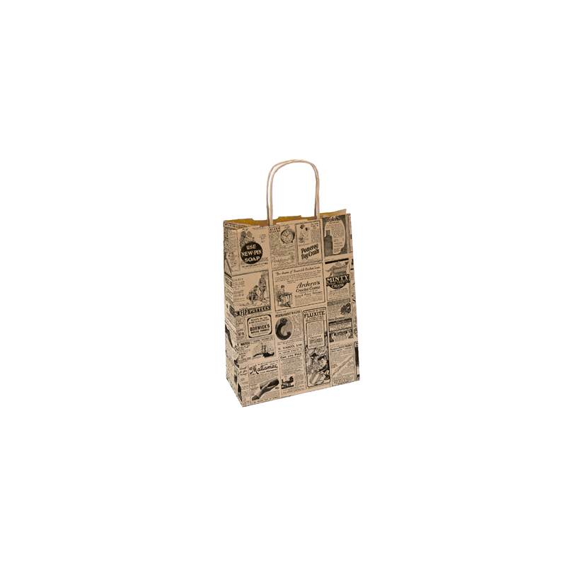SACS SOS AVEC ANSES 'TIMES' 80 G/M2 20+10x29 CM NATUREL KRAFT (250 UNITÉ)